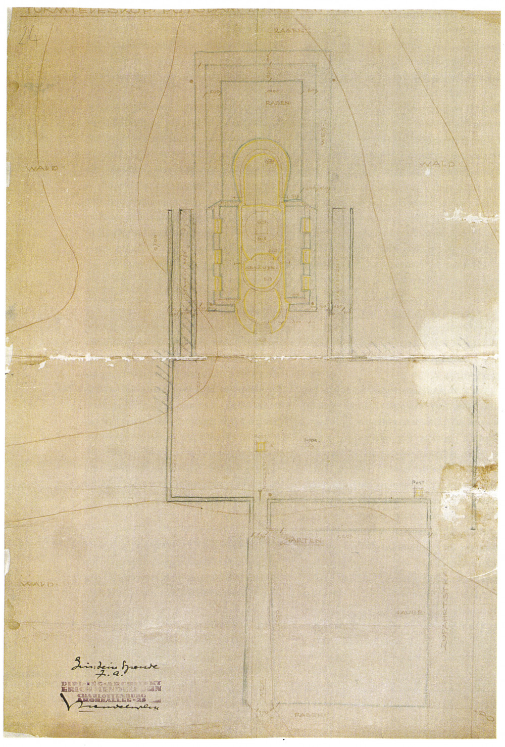 Richard Neutras Plan für den Garten des Einsteinturms