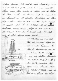 Brief Freundlichs an Mendelsohn mit erstem Briefing für den Einsteinturm und Skizze